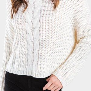 NWT Francesca's Cream Len Center Cable Knit Sweate